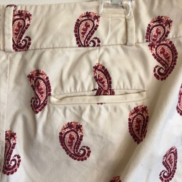 LOFT Marisa Ankle Cream Pink Paisley Pants 8 - Picture 11 of 16